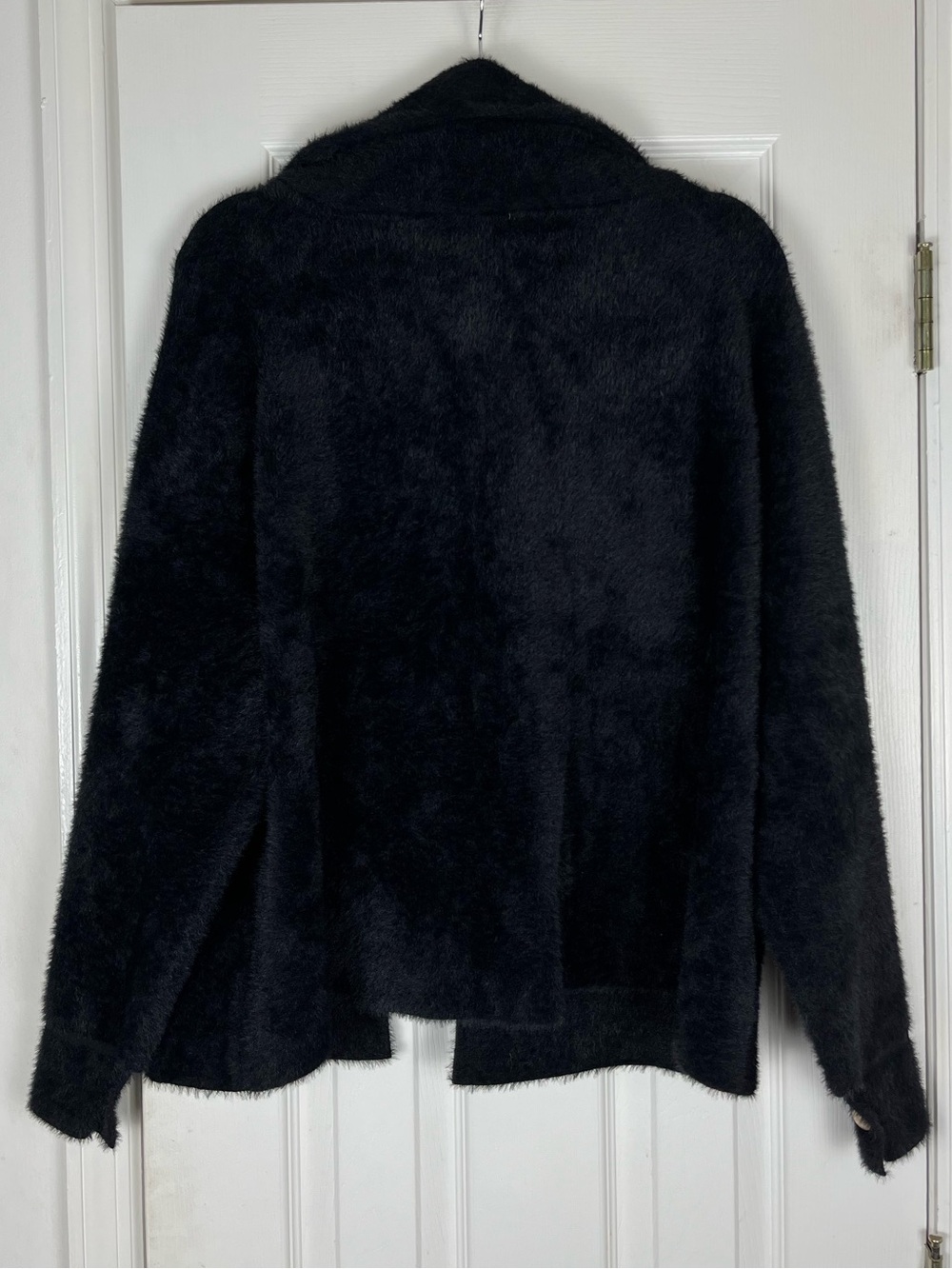 Bucket List Black Fuzzy Plush Soft Snap Front Coat Jacket Sz M - Picture 7 of 11